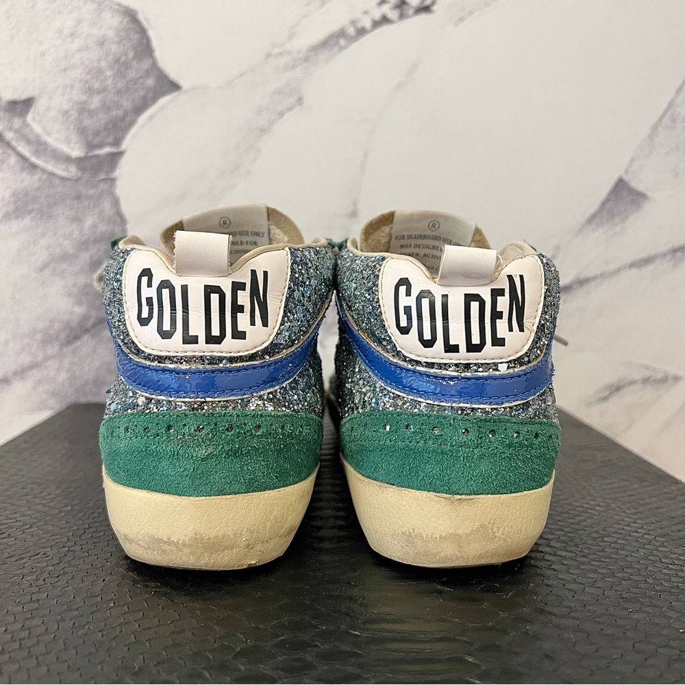 Golden Goose Green White Glitter Low-Top Sneakers - Picture 8 of 15